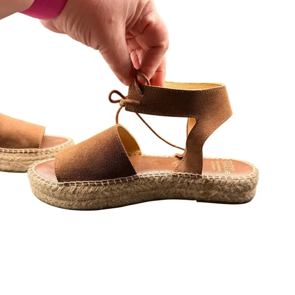 Andre Assous Espadrille Sandals Brown Suede Lace Up EU 39 US 8.5-9